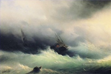 Ivan Aivazovsky barcos en una tormenta 1860 Ocean Waves Pinturas al óleo
